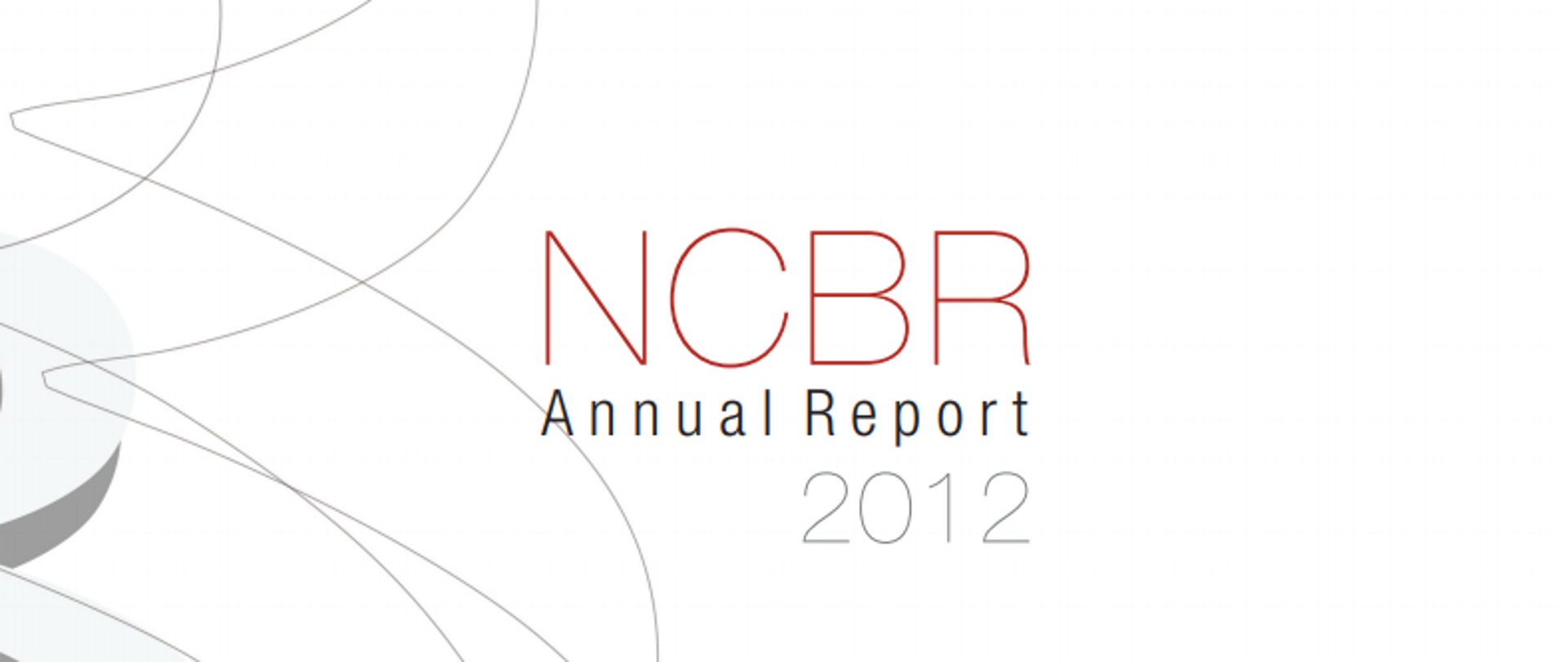 The inscription NCBR 2012 Annual Report on a white background, gray lines on the left