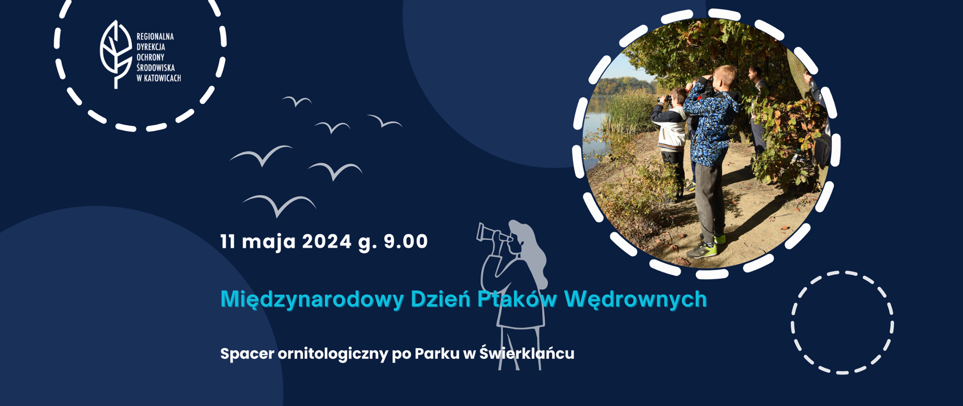 Grafika promująca spacer ontologiczny z okazji Dnia Ptaków Wędrownych