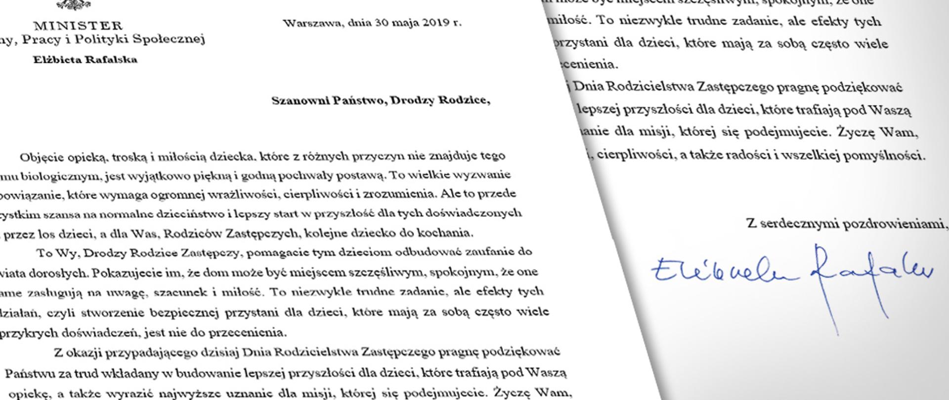 List z okazji Dnia Rodzicielstwa Zastępczego