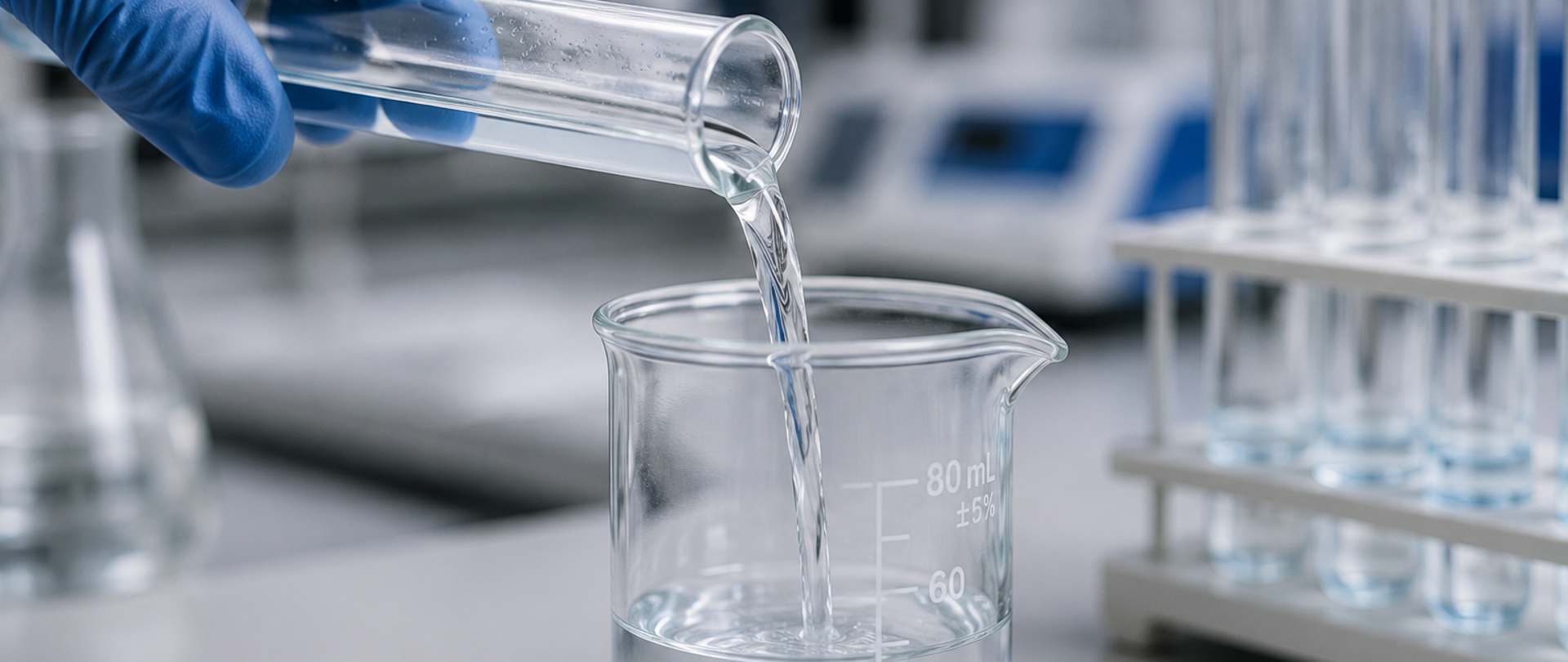 Probówka z wodą, laboratorium