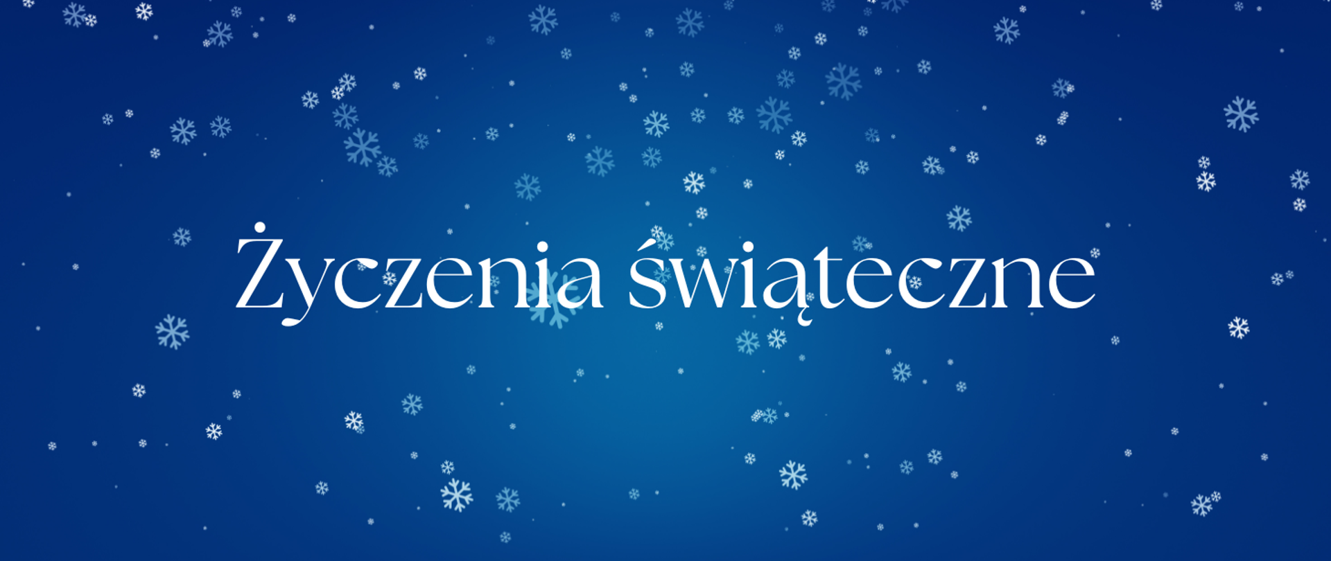 Na niebieskim tle napis: Życzenia świąteczne