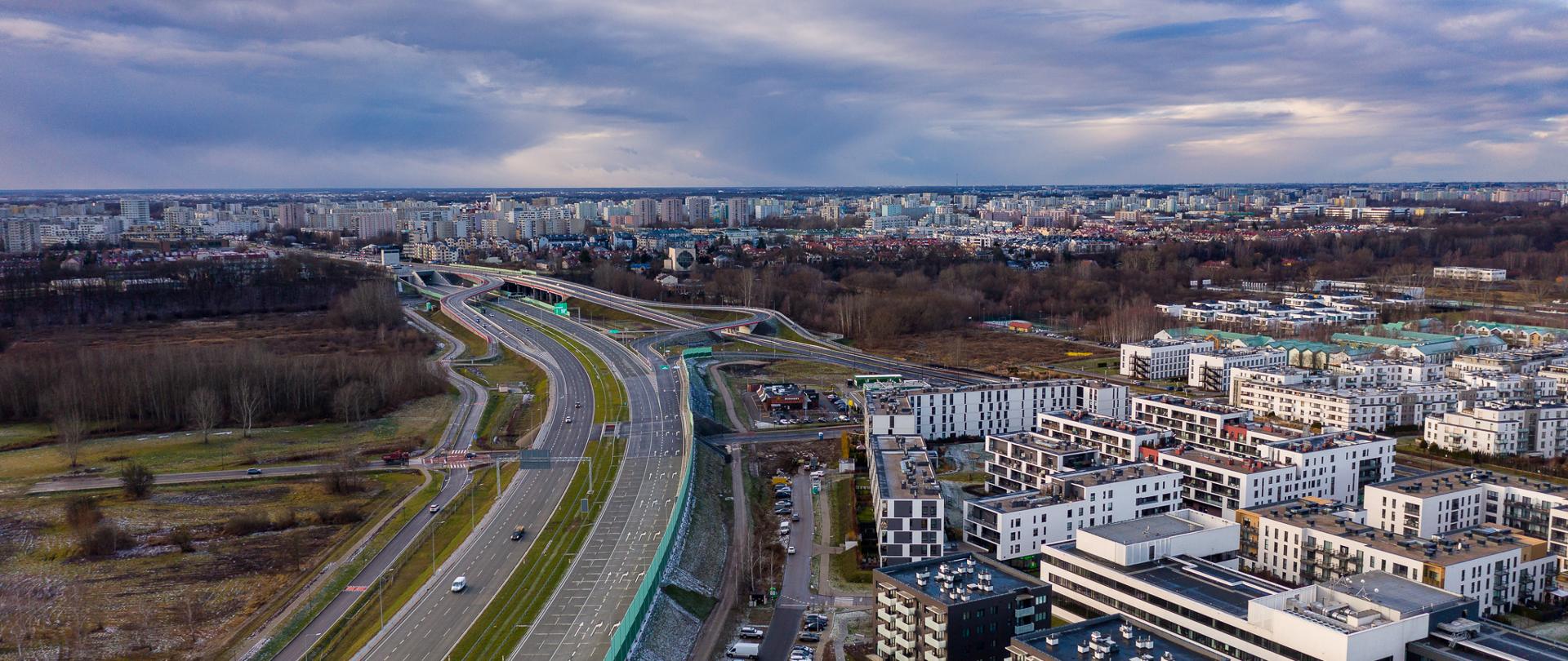 S2 POW widok odcinka na Wilanowie w stronę Ursynowa i ul. Puławskiej