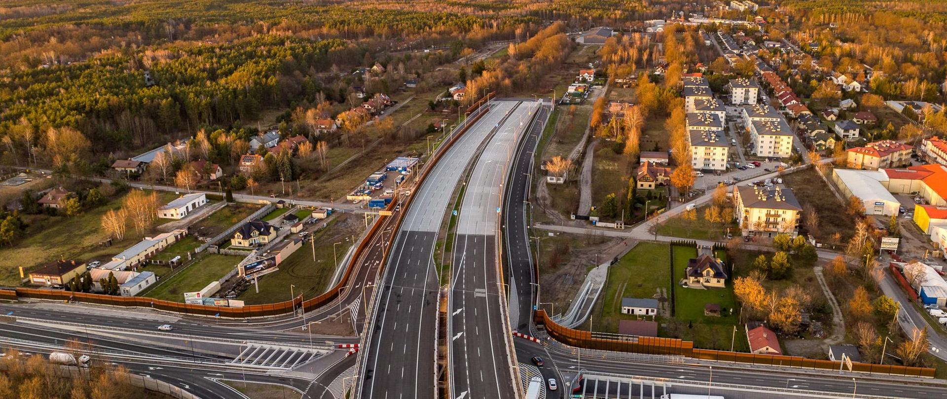 S17 Warszawa Wschód - Lubelska, widok w kierunku dalszego odcinka Wschodniej Obwodnicy Warszawy