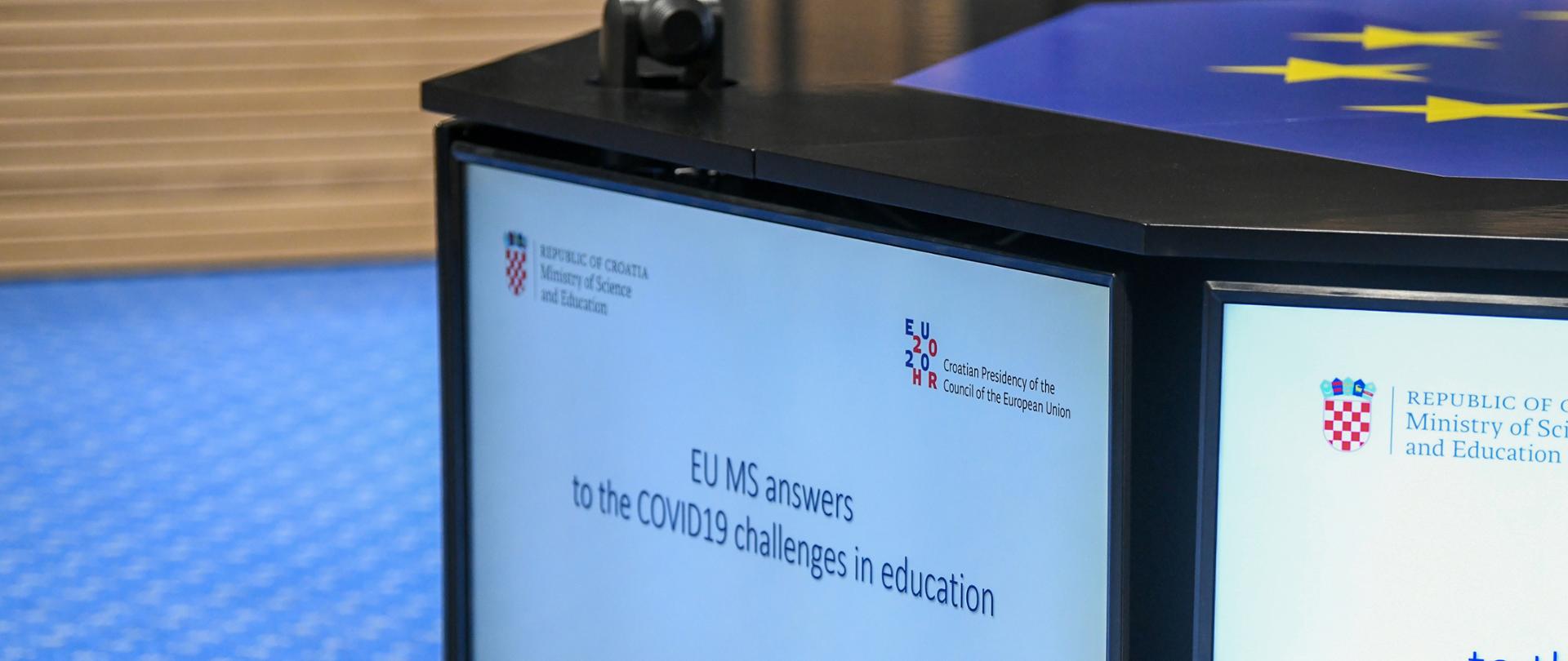 14.04.2020., Zagreb - Ministrica znanosti i obrazovanja, Blazenka Divjak, u Nacionalnoj i sveucilisnoj knjiznici s ministrima EU odrzala videokonferenciju. Photo: Josip Regovic/PIXSELL/EU2020