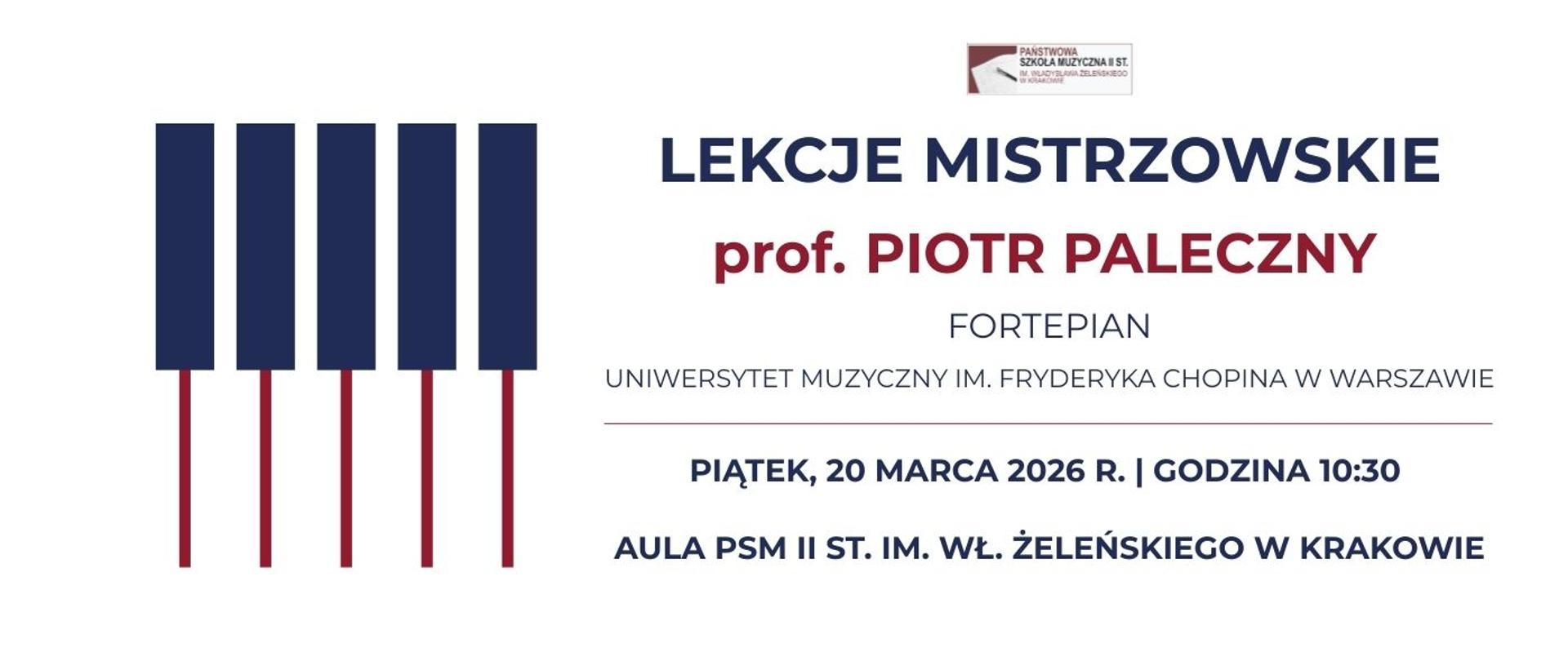 na białym tle po prawej stronie rysunek klawiatury fortepianu, po lewej granatowe napisy informujące o wydarzeniu