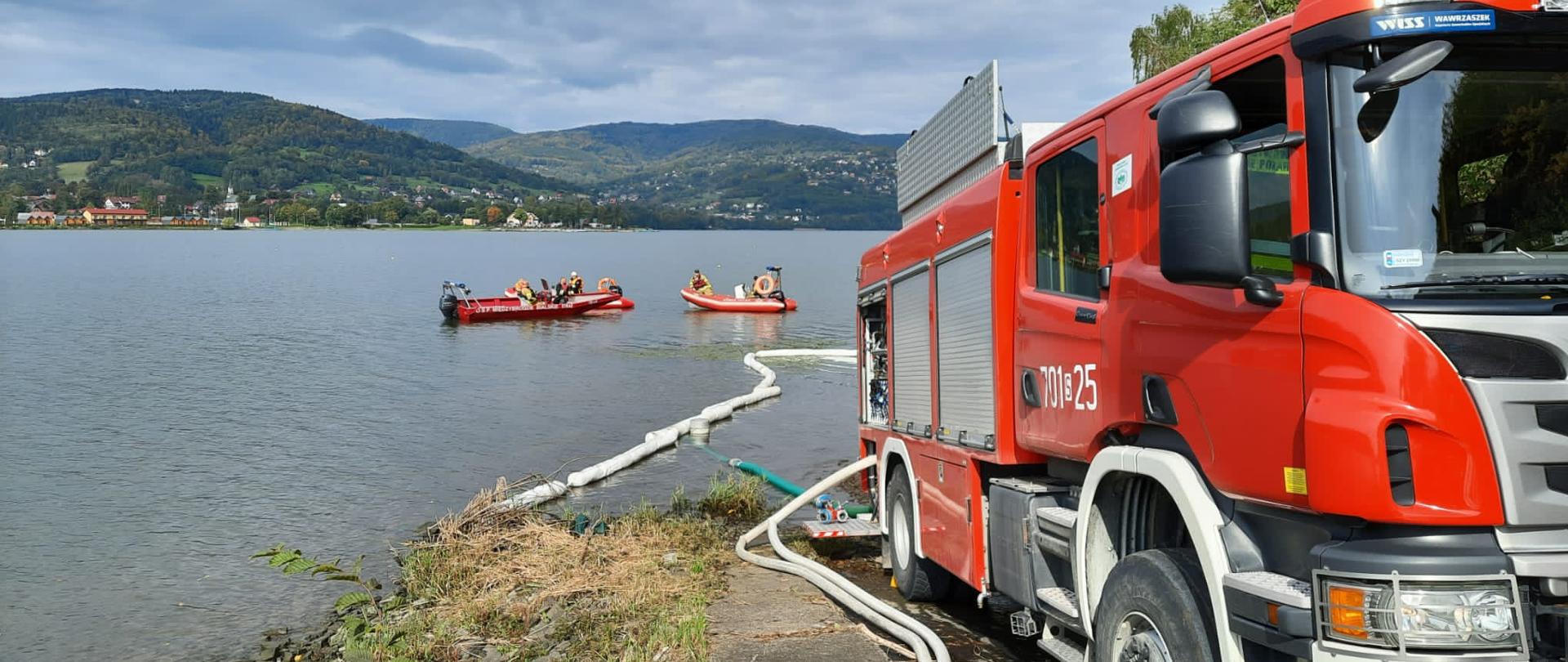 Zabezpieczenie wycieku na Jeziorze Międzybrodzkim