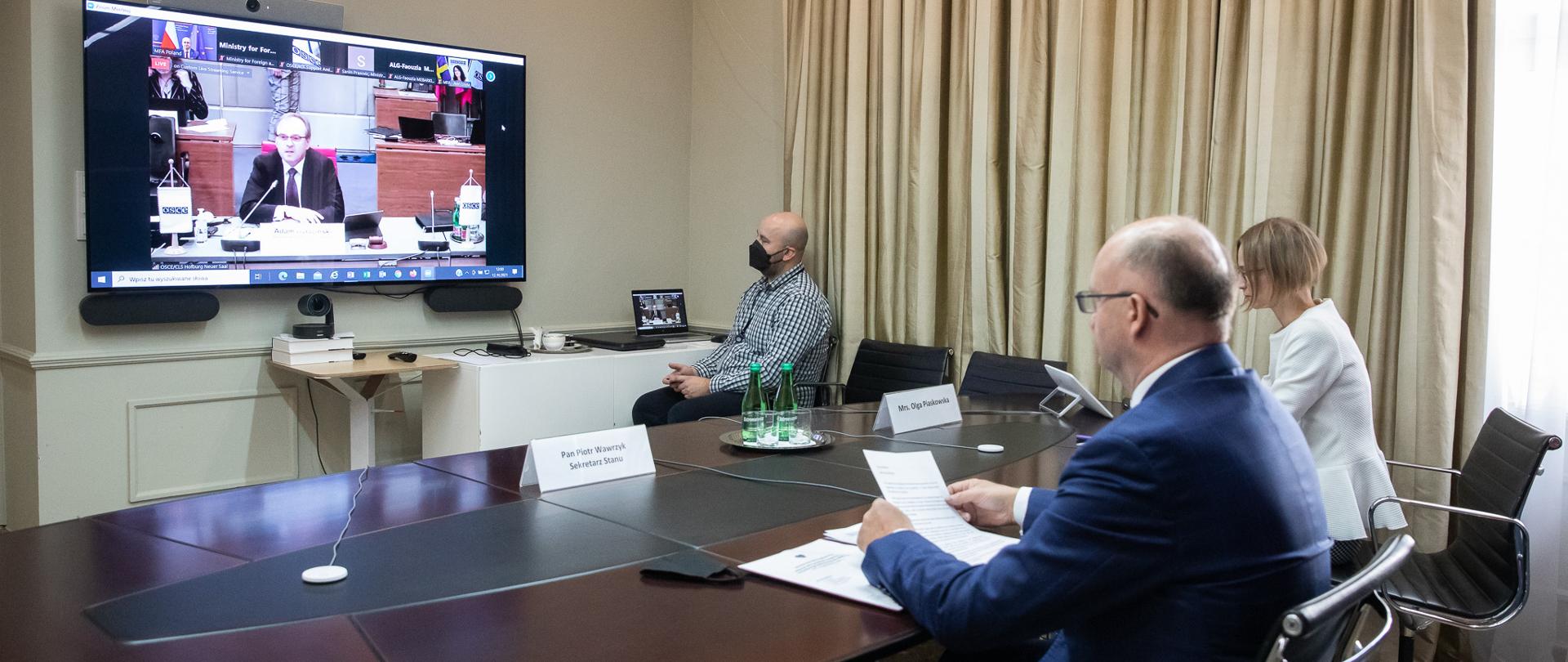 2021.10.12 Warszawa . Minister Piotr Wawrzyk . OBWE . Wideokonferencja srodziemnomorska .Fot. Tymon Markowski / MSZ