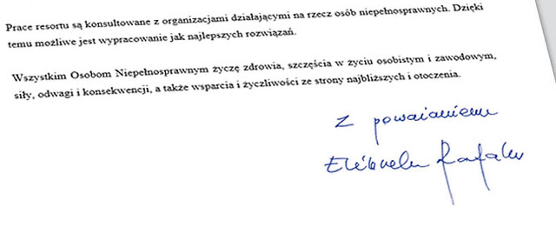 Życzenia z okazji Międzynarodowego Dnia Osób Niepełnosprawnych