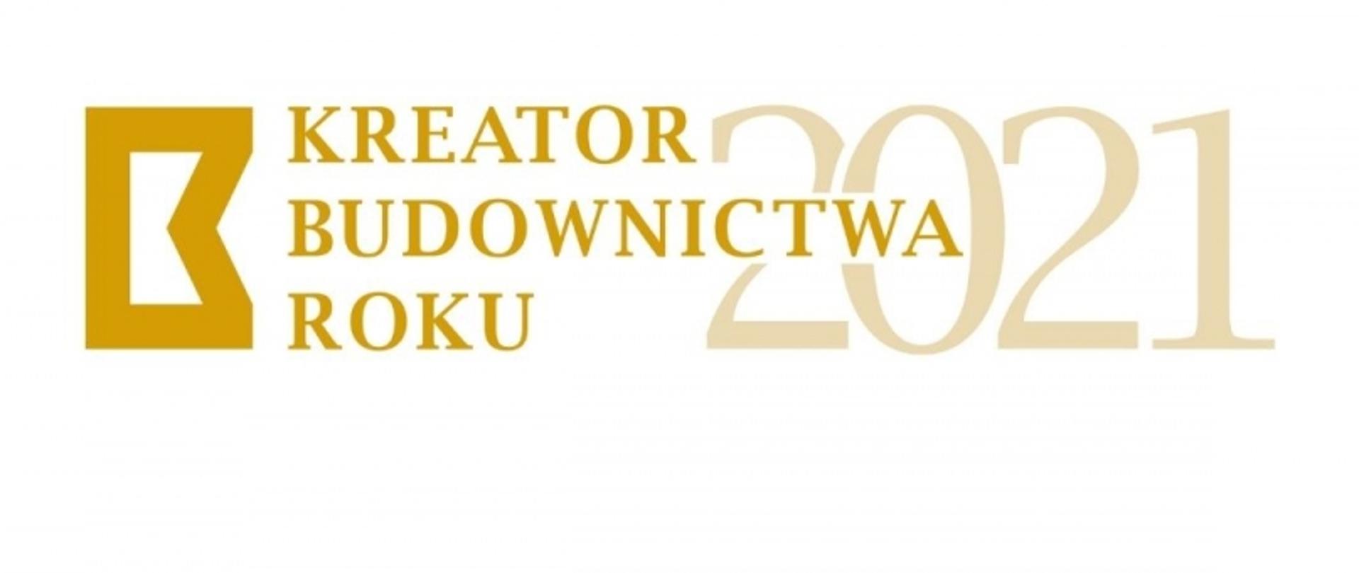 Logo „Kreator Budownictwa Roku 2021” z graficznym symbolem litery K.