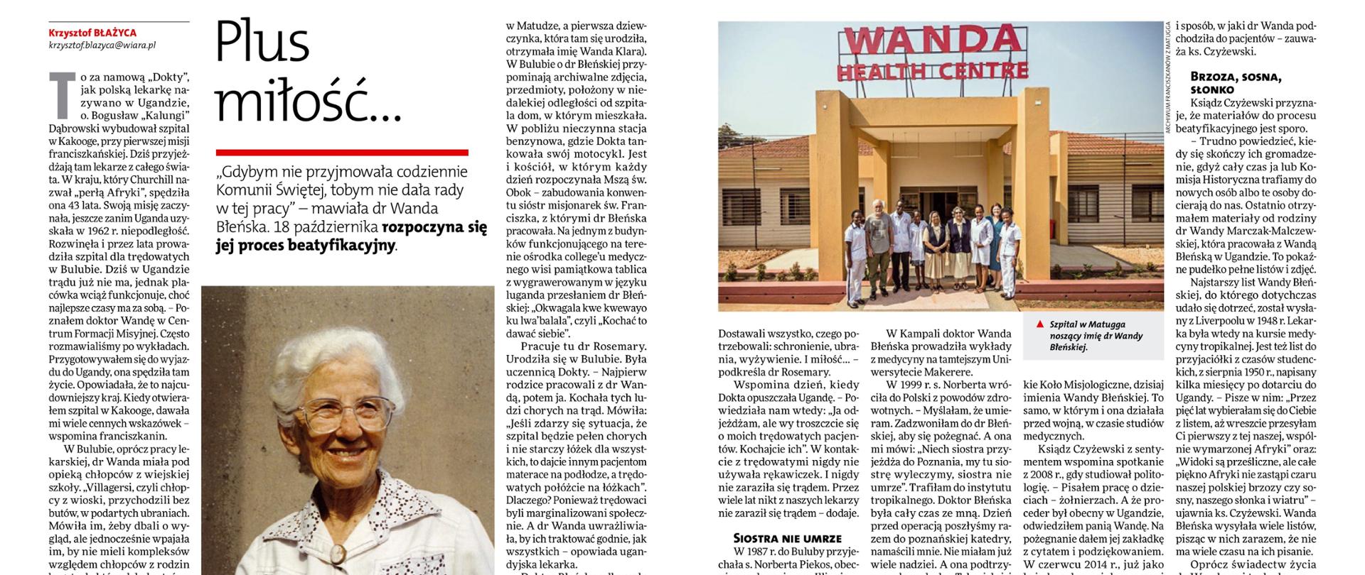 Gość Niedzielny_artykuł nt. procesu beatyfikacyjnego dr Wandy Błeńskiej