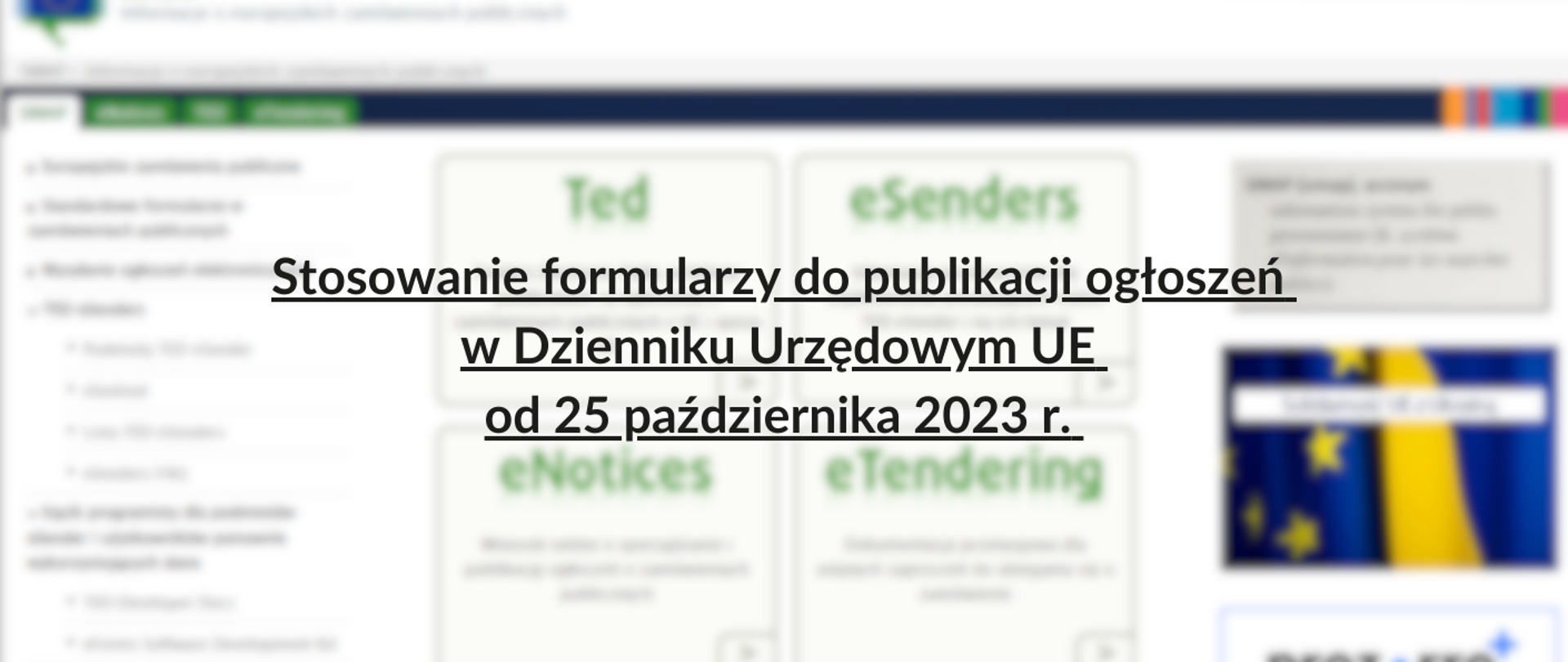 Stosowanie formularzy do publikacji ogłoszeń w Dzienniku Urzędowym UE od 25 października 2023 r. 