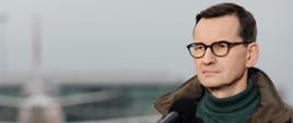 Premier Mateusz Morawiecki na konferencji prasowej.