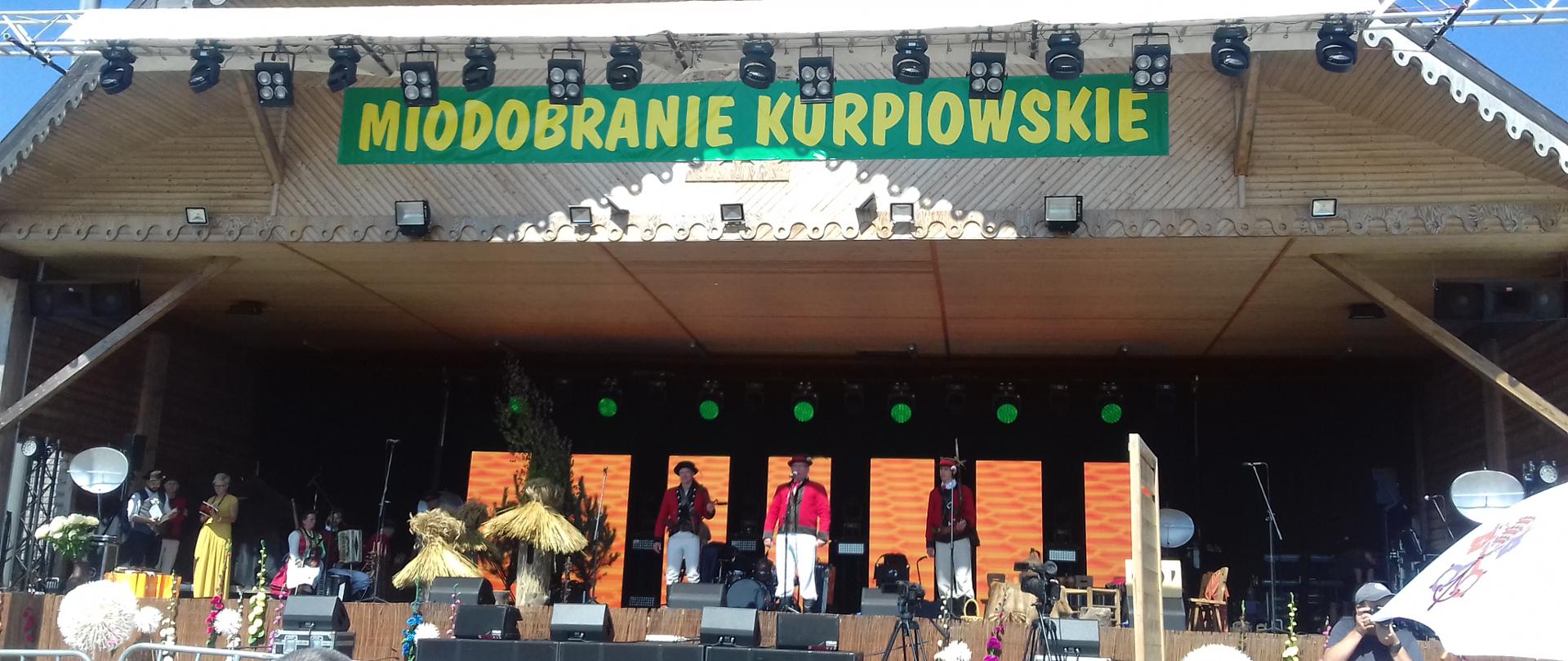 Występy sceniczne zespołu ludowego podczas 42. Kurpiowskiego Miodobrania w Wykrocie.