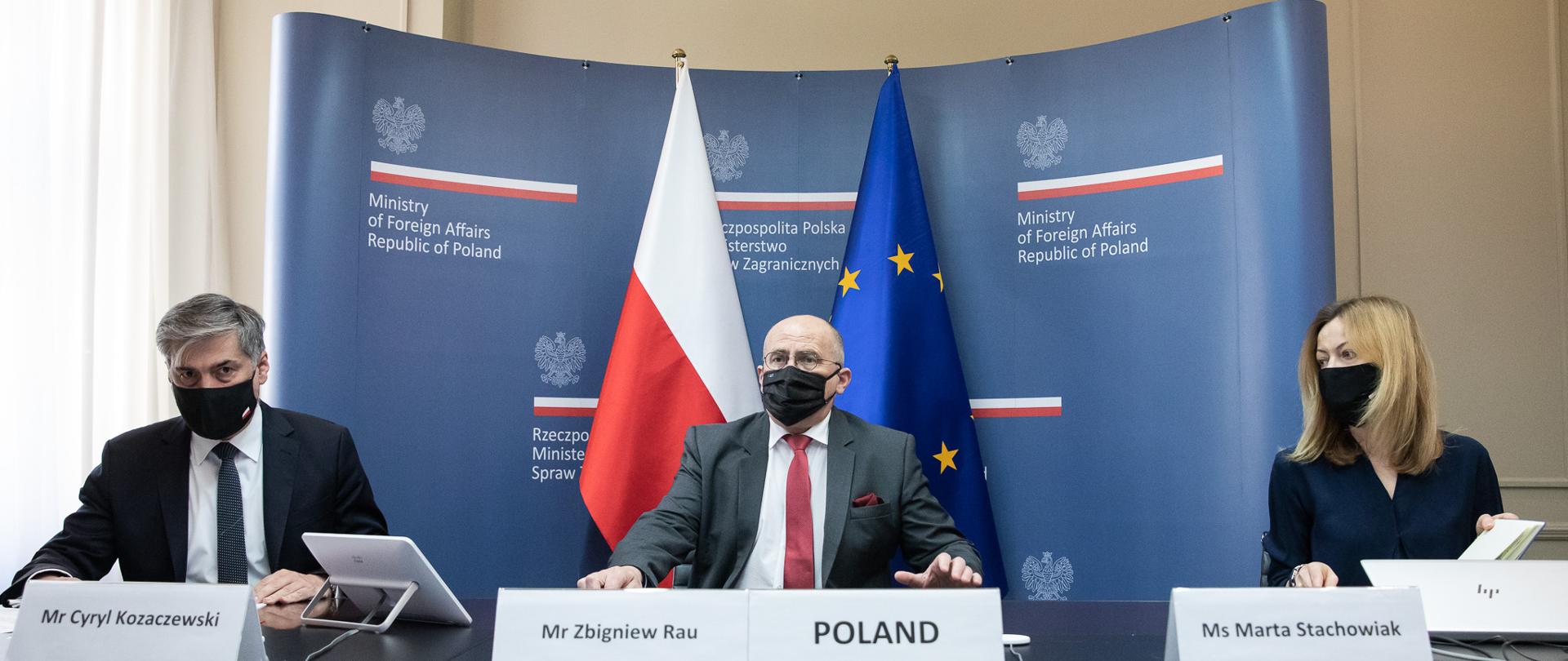 2021.04.19 Warszawa . Minister Zbigniew Rau . Wideokonferencja . FAC Luksemburg .
Fot. Tymon Markowski / MSZ