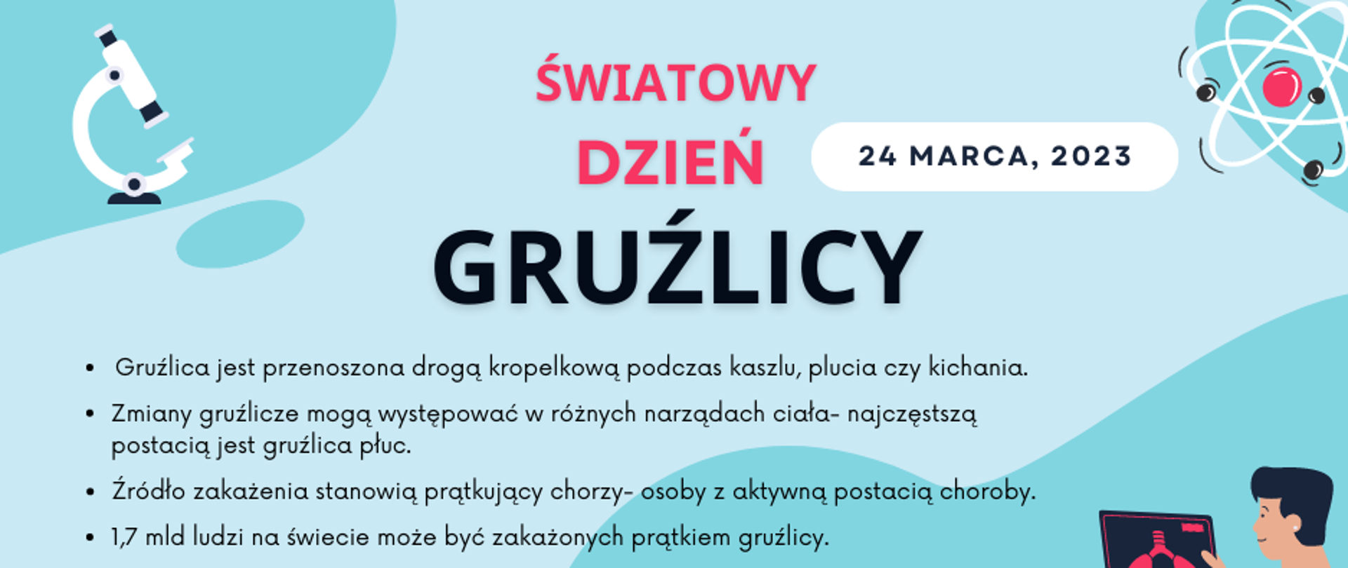 opis kilku faktów o gruźlicy na niebieskim tle