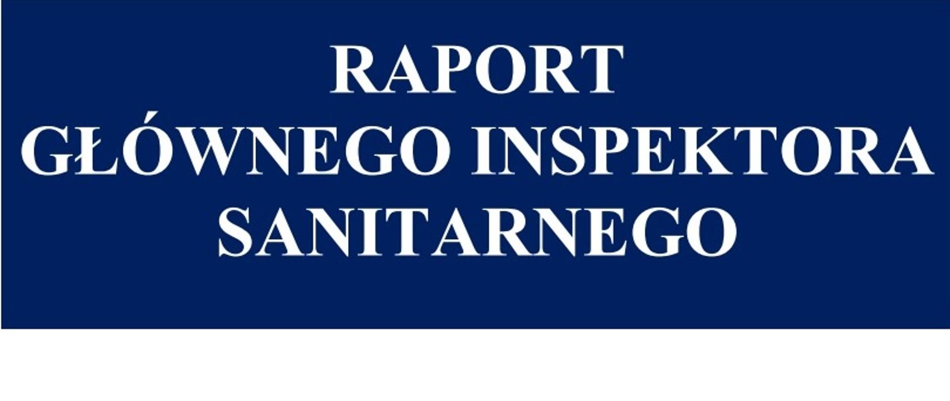 Biały napis "Raport Głównego Inspektora Sanitarnego" na granatowym tle 