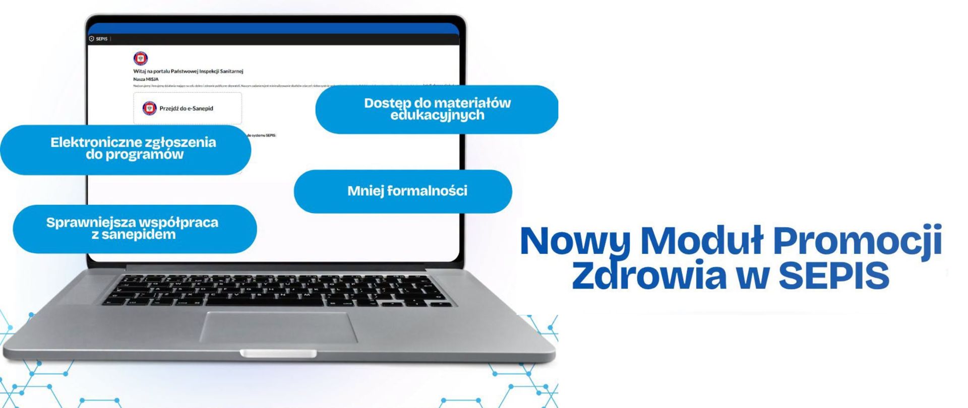 Lampto. Napis Nowy Moduł Promocji Zdrowia w sepis
