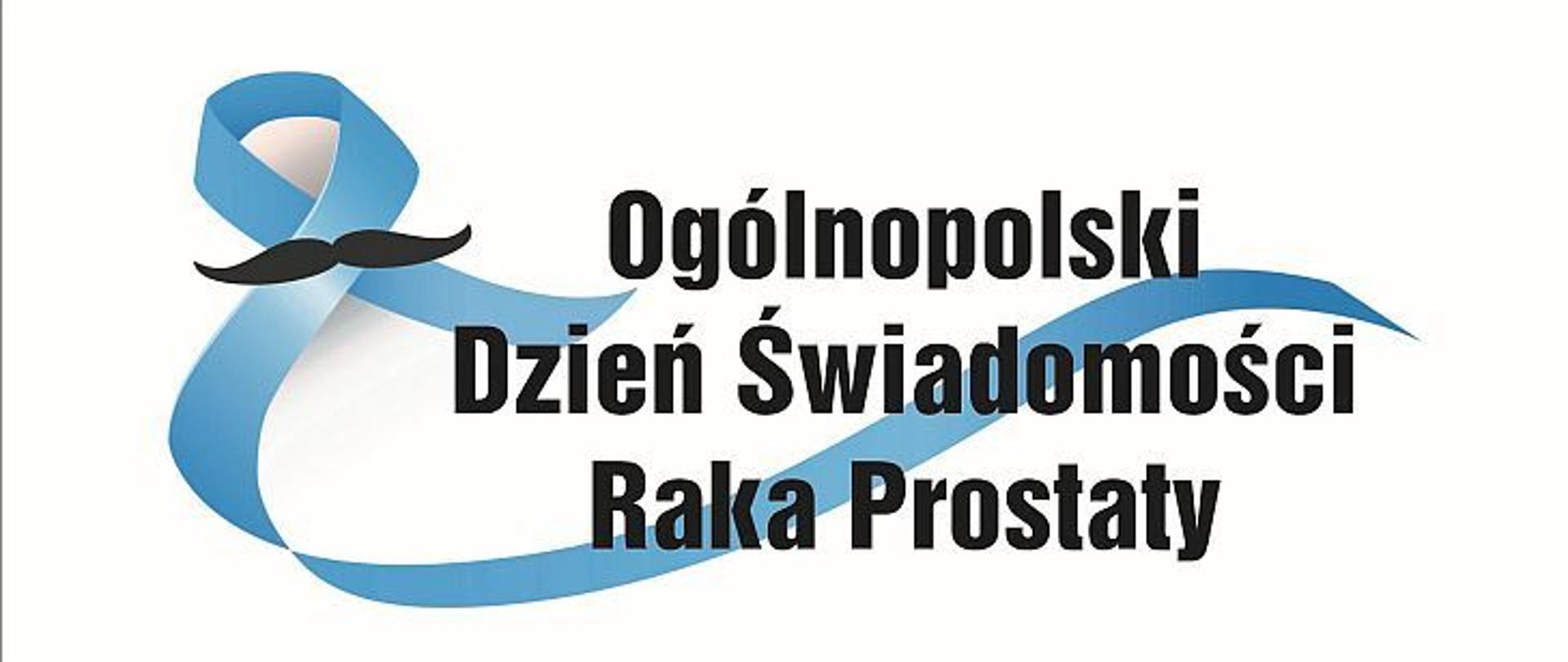 Na środku napis - Ogólnopolski Dzień Świadomości Prostaty, w tle niebieska wstążeczka