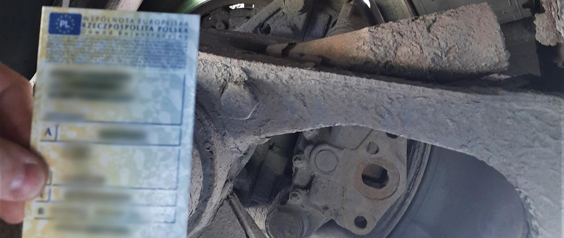 Koło kontrolowanej naczepy ciężarowej ze zdemontowanym siłownikiem pneumatycznym (hamulcowym). Pojazd z usterką zagrażającą bezpieczeństwu ruchu drogowego zatrzymali funkcjonariusze mazowieckiej Inspekcji Transportu Drogowego na krajowej „dziewiątce” – ulicy Stanisława Żółkiewskiego w Radomiu.