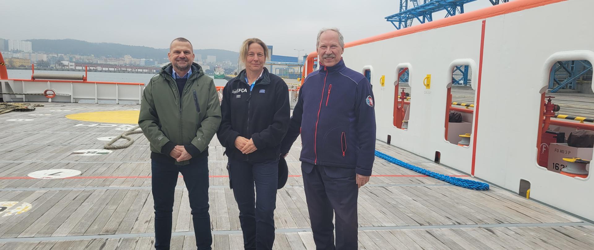 Dyrektor wykonawczy EFCA Susan Steele oraz Marin Mystek i Andrzej Lemańczyk- Zastępcy Głównego Inspektora Rybołówstwa Morskiego