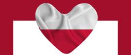 Zdjęcie przedstawia serce w kolorach biało-czerwonej flagi Polski.