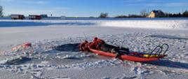 Ćwiczenia doskonalące z ratownictwa lodowego strażaków JRG w Działdowie oraz OSP z powiatu działdowskiego