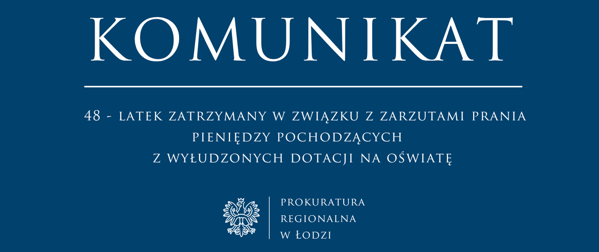 Komunikat Prokuratury Regionalnej w Łodzi 2026-04-27