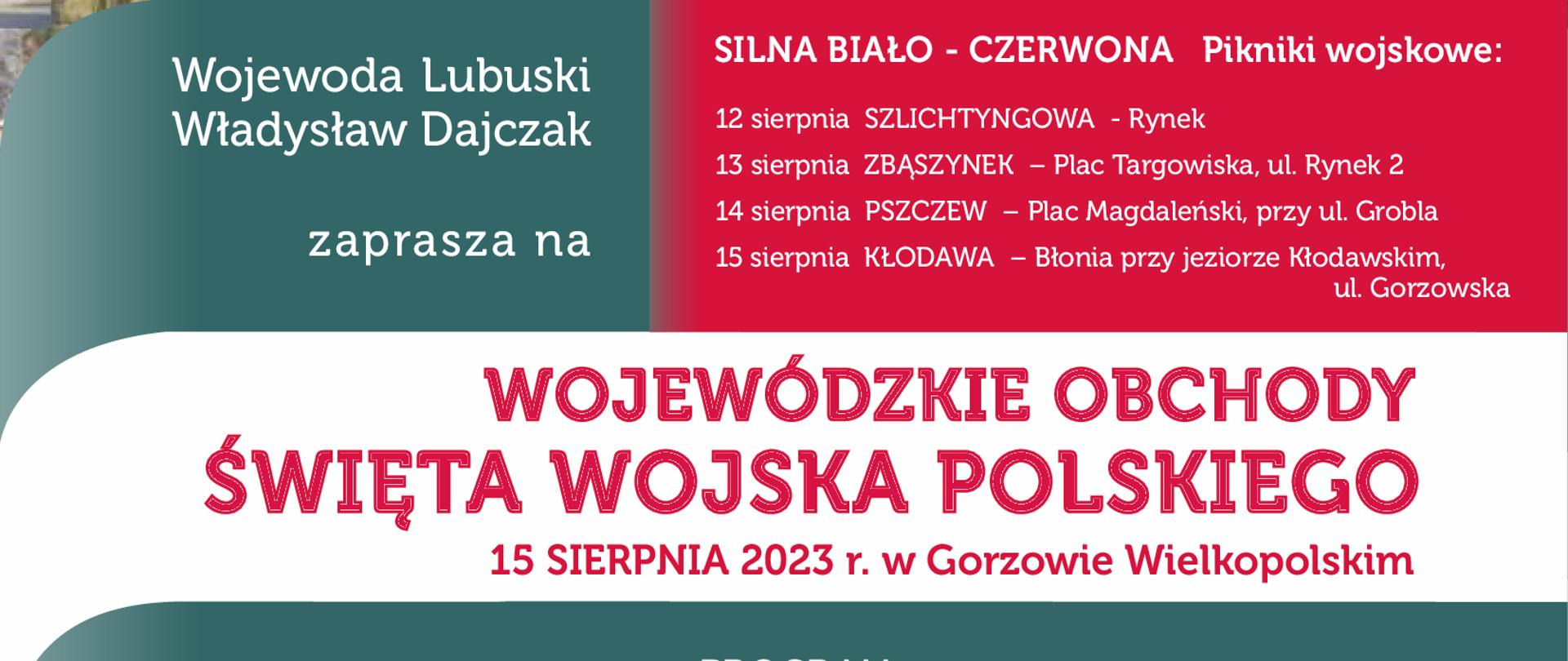 Zaproszenie na obchody Święta Wojska Polskiego