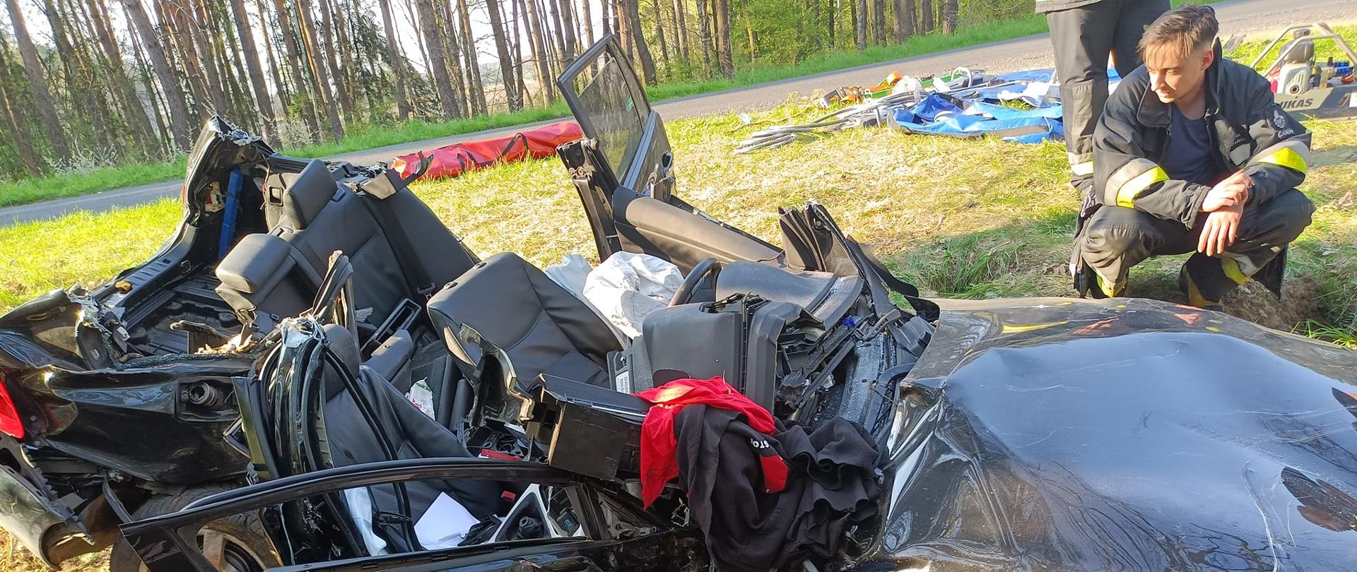 Strażak po akcji ratunkowej.