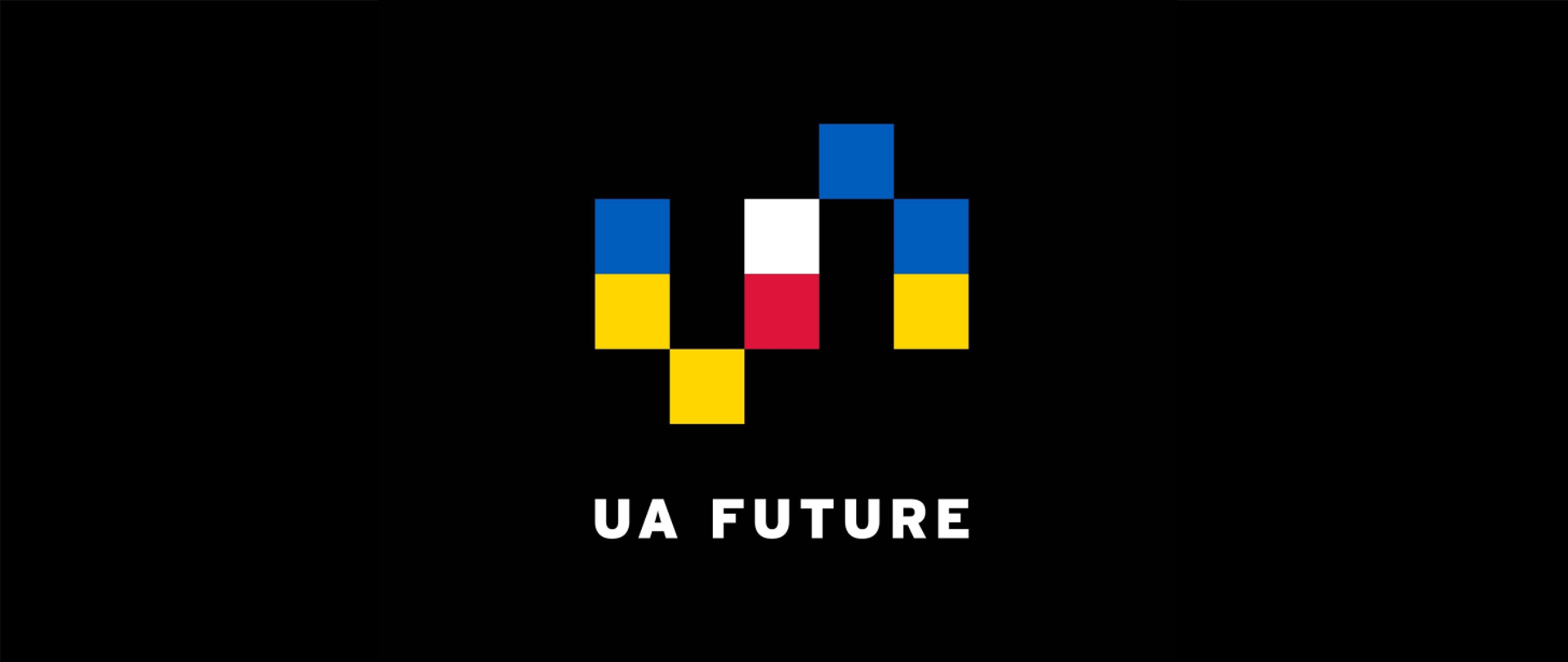 Na czarnym tle logo organizacji UA Future