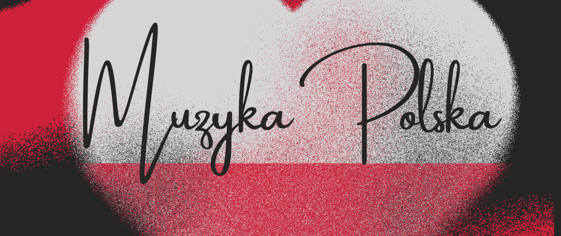 Plakat informujący o Koncercie Muzyki Polskiej. W górnej części plakatu logo szkoły - biała nutka oraz nazwa szkoły. Poniżej napis koncert oraz nazwa koncertu. W części dolnej plakatu data, godzina i miejsce wydarzenia. Plakat w kolorystyce ciemnej, z biało czerwonym sercem. 