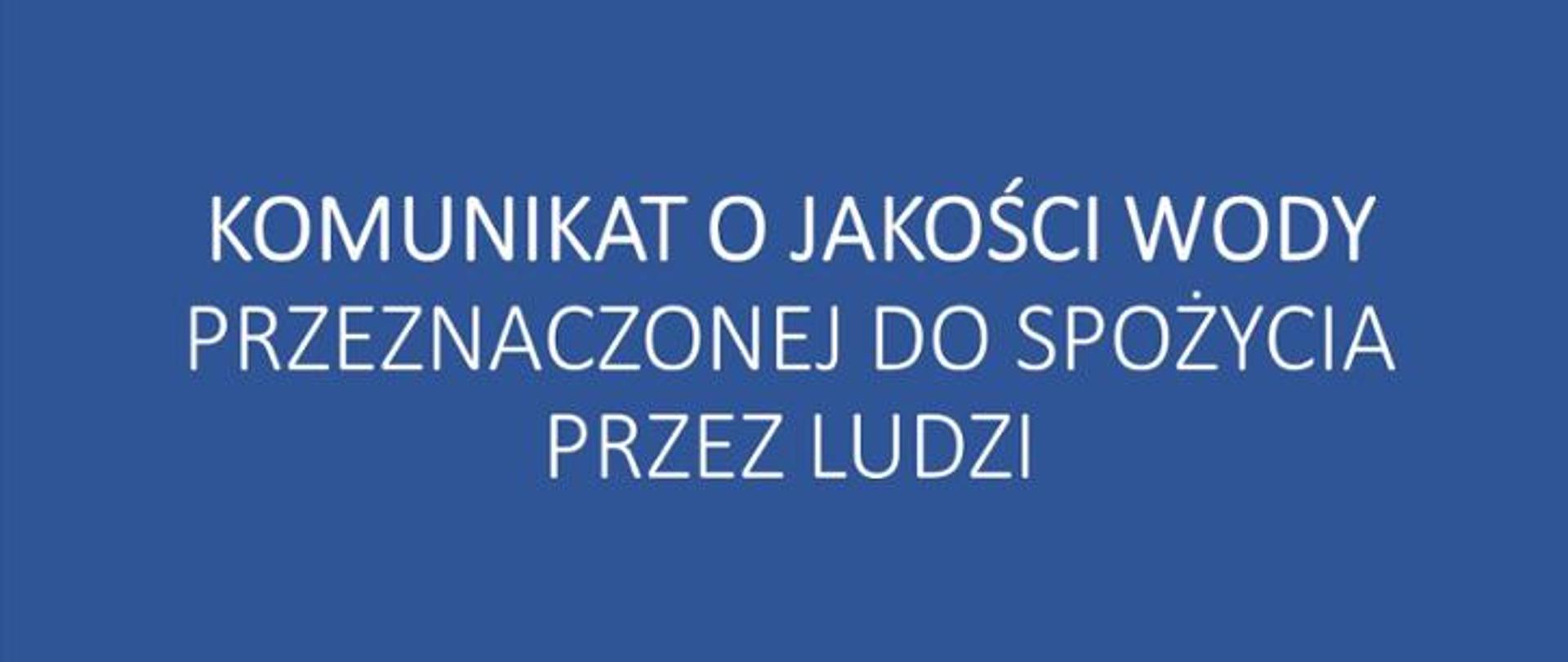komunikat o jakości wody
