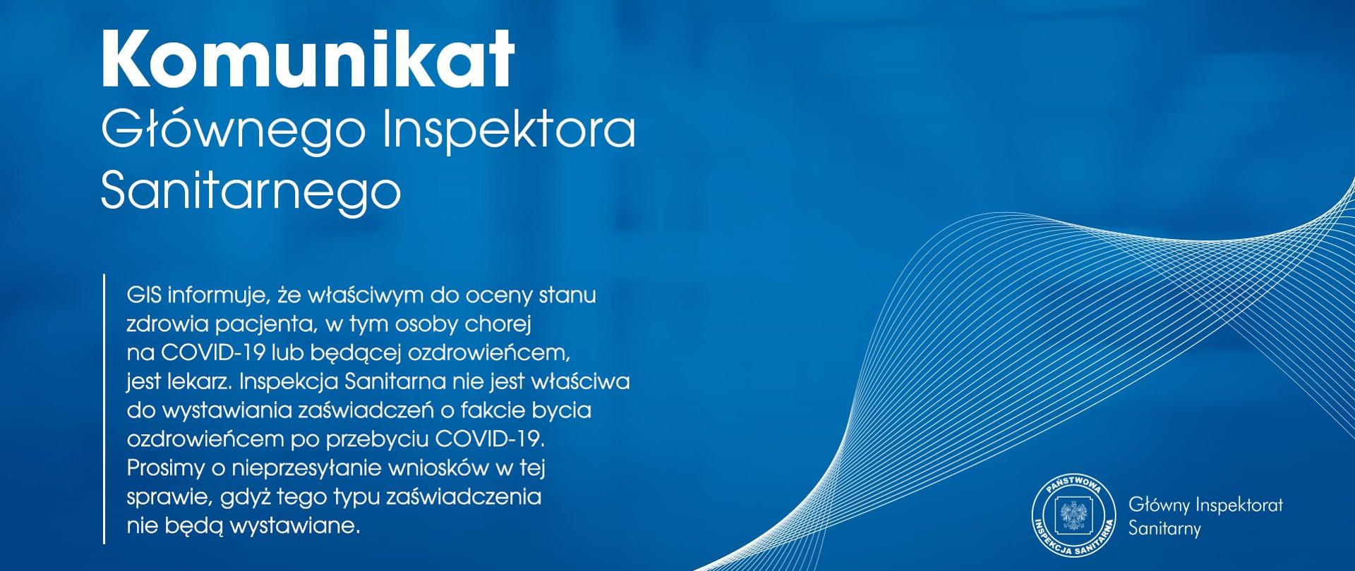  komunikat GIS dot. wystawiania zaswiadczen