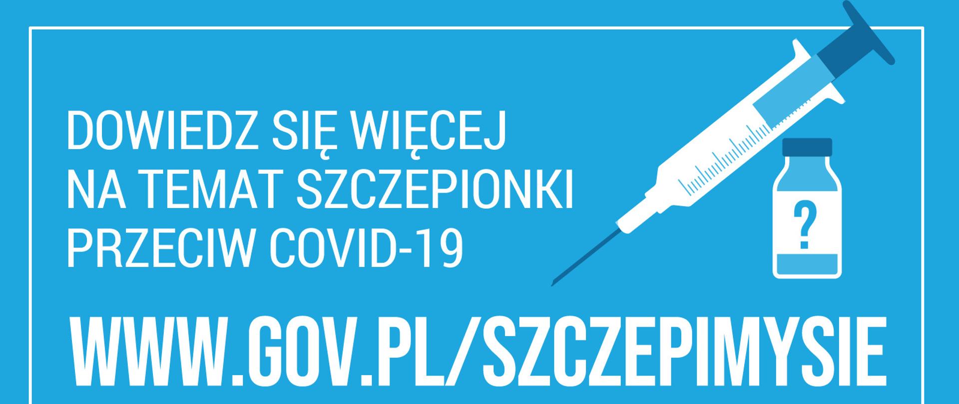 Logo akcji #SZCZEPIMYSIĘ odsyłające do strony www.gov.pl/szczepimysie, na której można dowiedzieć się więcej na temat szczepionki przeciw COVID-19