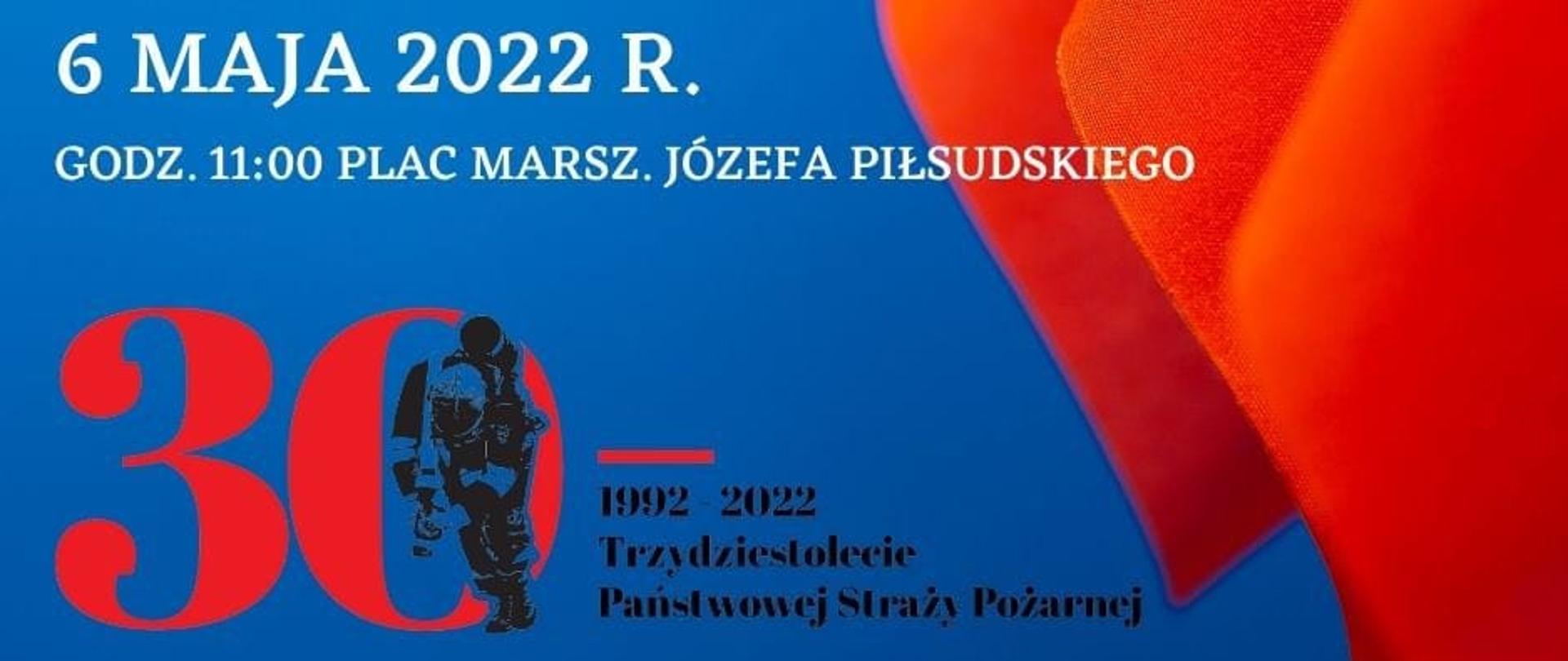 Zdjęcie zawiera informacje o miejscu i czasie obchodów krajowych dnia strażaka.