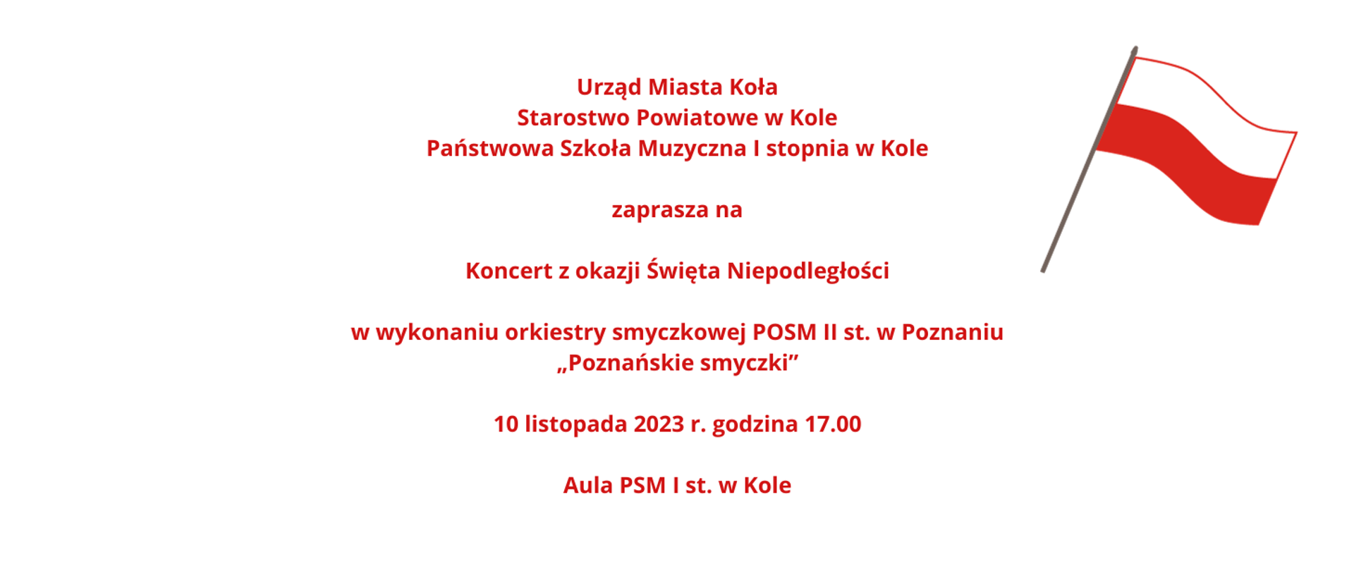 zaproszenie na koncert z okazji Święta Niepodległości