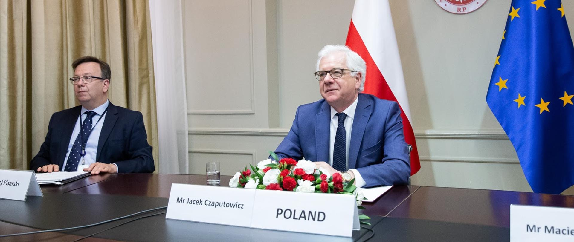 2020.06.24 Warszawa . Minister Jacek Czaputowicz . Wideokonferencja GMF .Fot. Tymon Markowski / MSZ