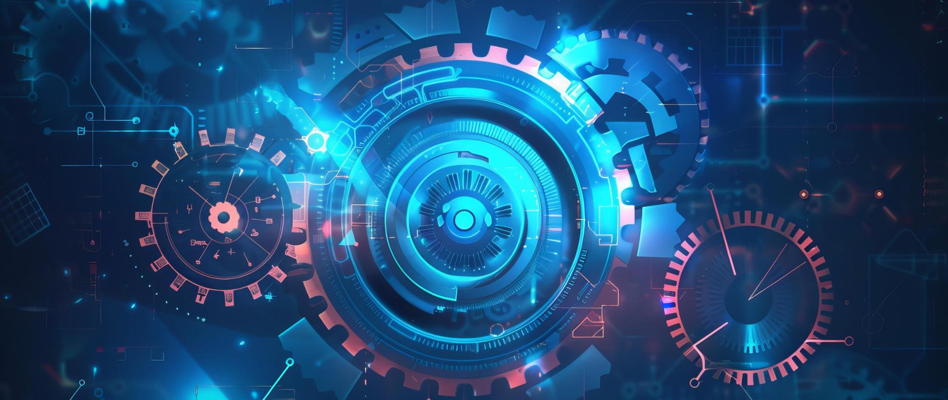 Ilustracja abstrakcyjnych futurystycznych kół zębatych i trybików