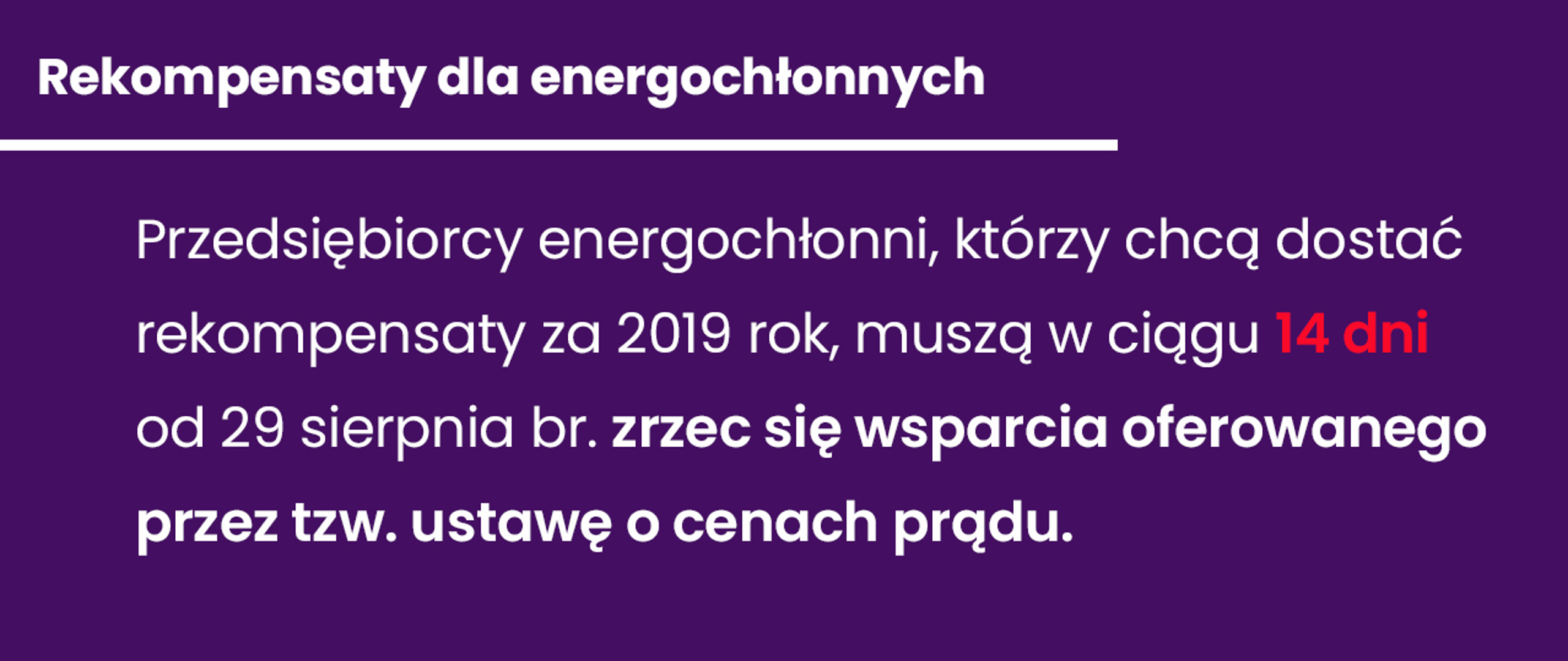 Grafika zwiera informacje o rekompensatach dla energochłonnych 