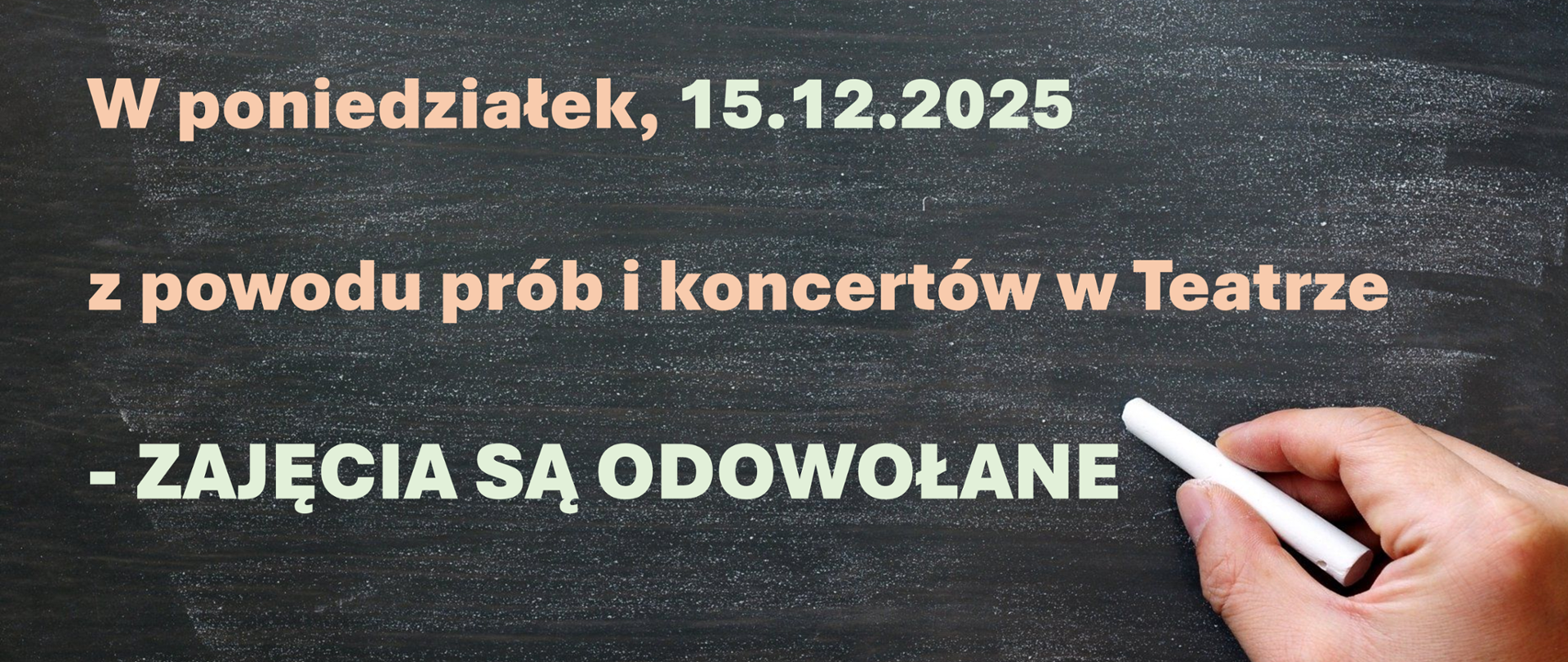 Plakat z beżowymi i zielonymi literami na szarym tle