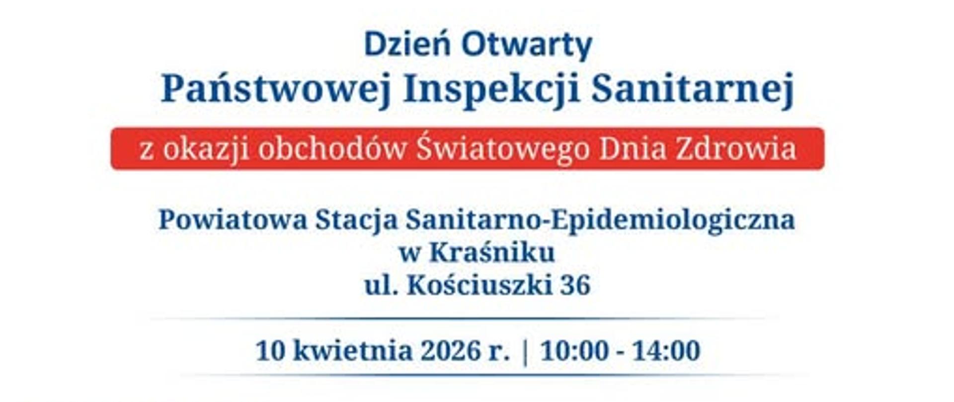 Na plakacie zaproszenie i program Dnia Otwartego w PSSE Kraśnik