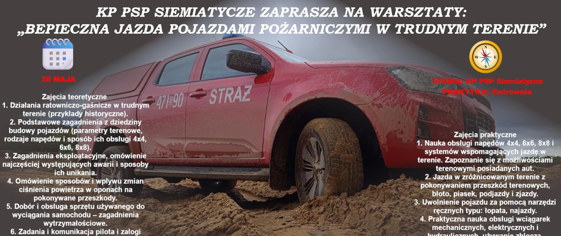 Szkolenie z bezpiecznej jazdy samochodami pożarniczymi w trudnym terenie