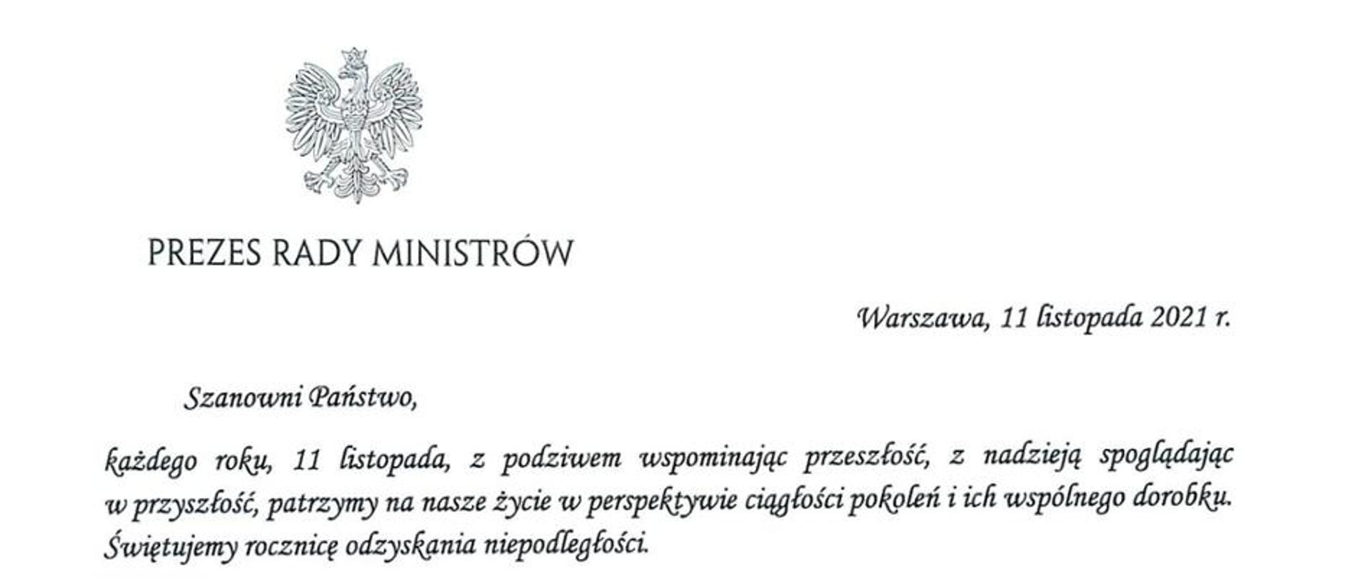 List Pezesa Rady Ministrów do członków korpusu służby cywilnej
