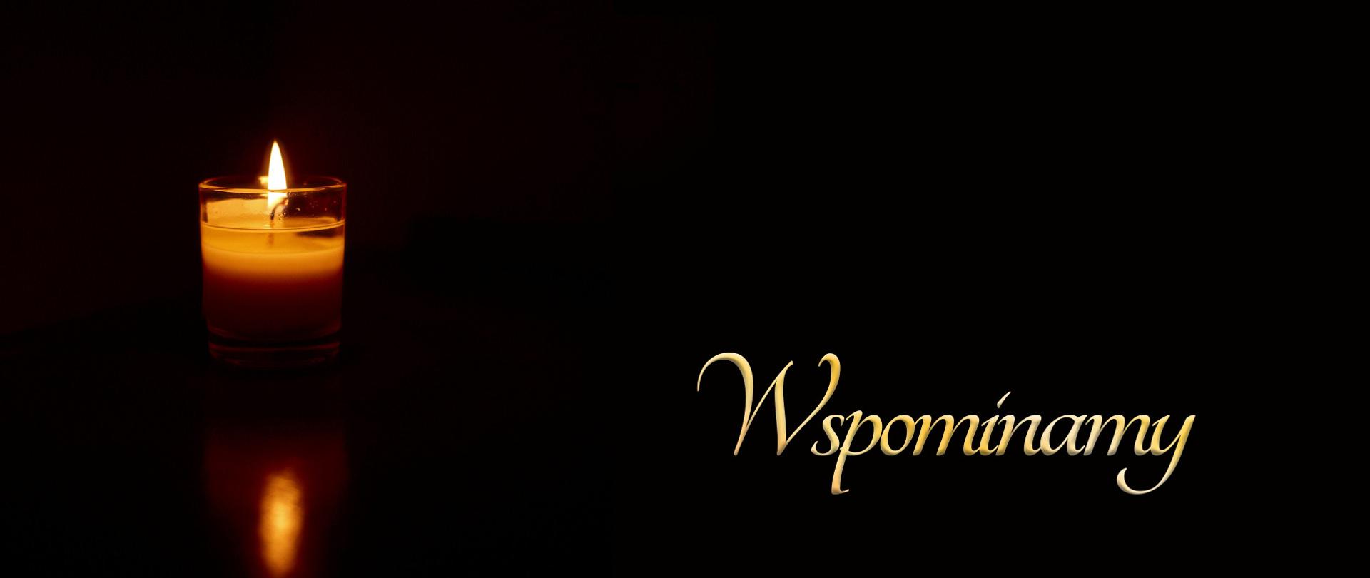 Płonąca świeca oraz napis: Wspominamy