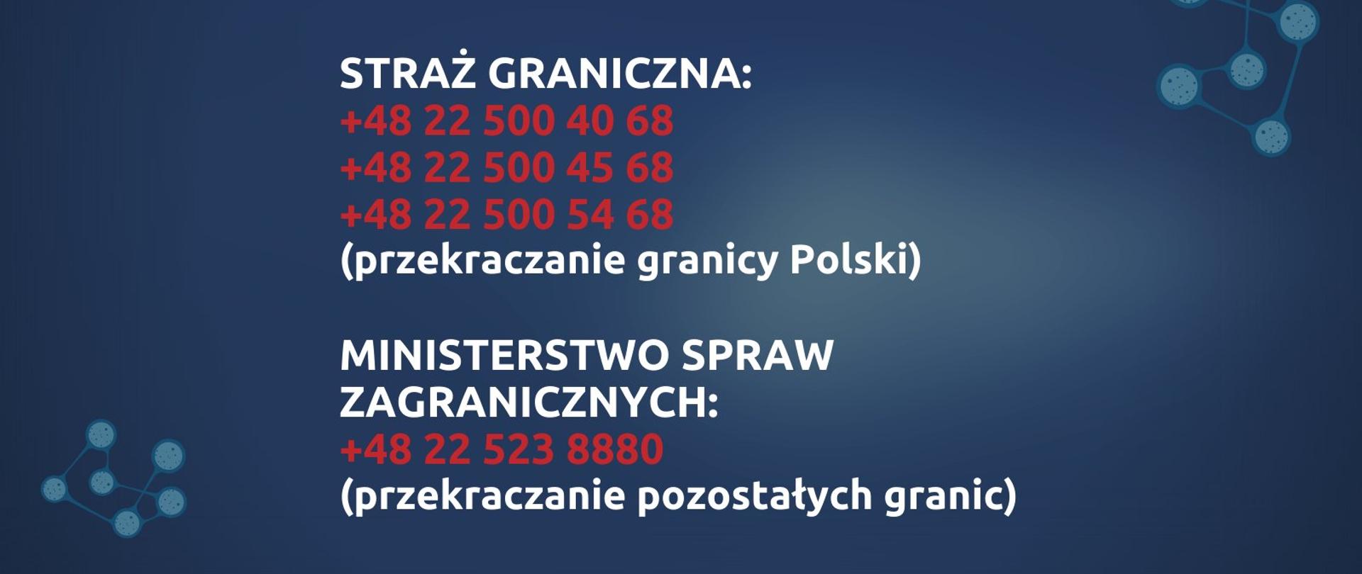 infolinie ws. przekraczania granic