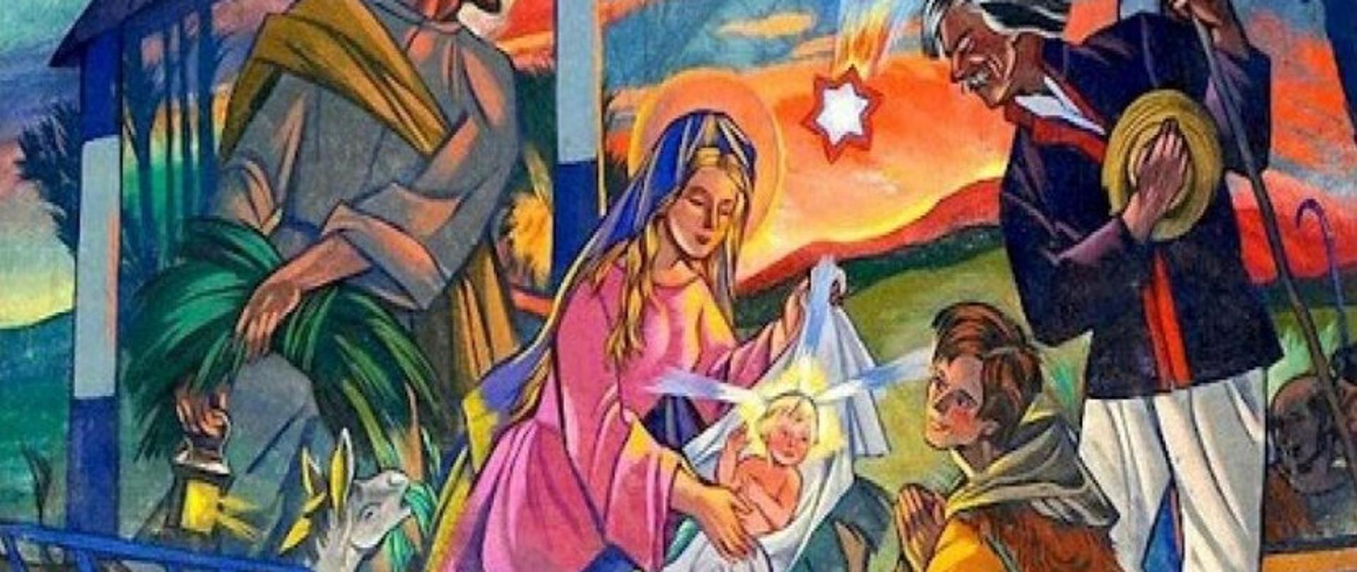 obraz przedstawiający narodziny pana Jezusa