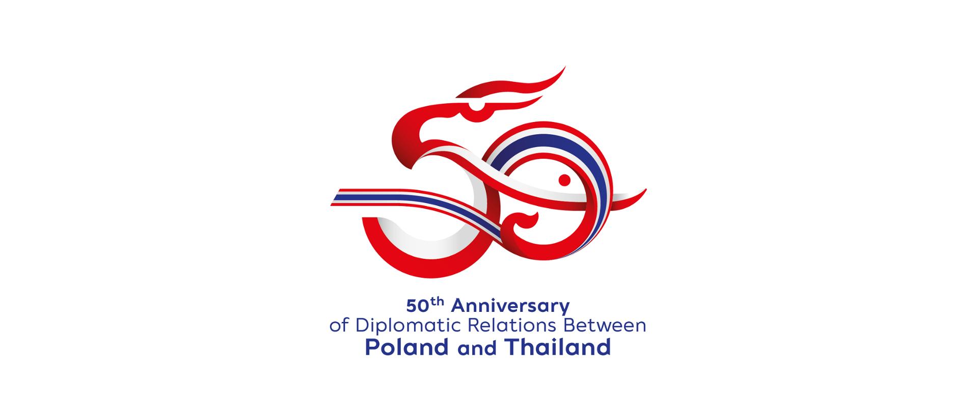 Logo 50. rocznica nawiązania stosunków dyplomatycznych między Polską a Tajlandią