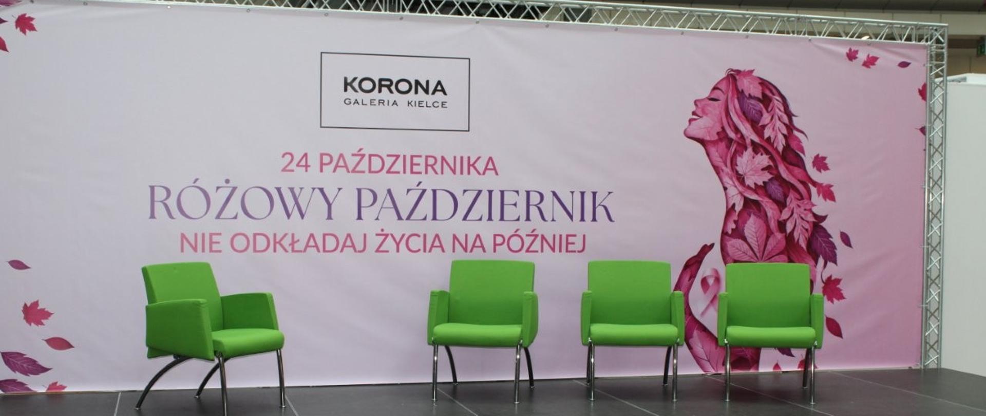 Scena oraz baner prezentujący tytuł akcji profilaktycznej