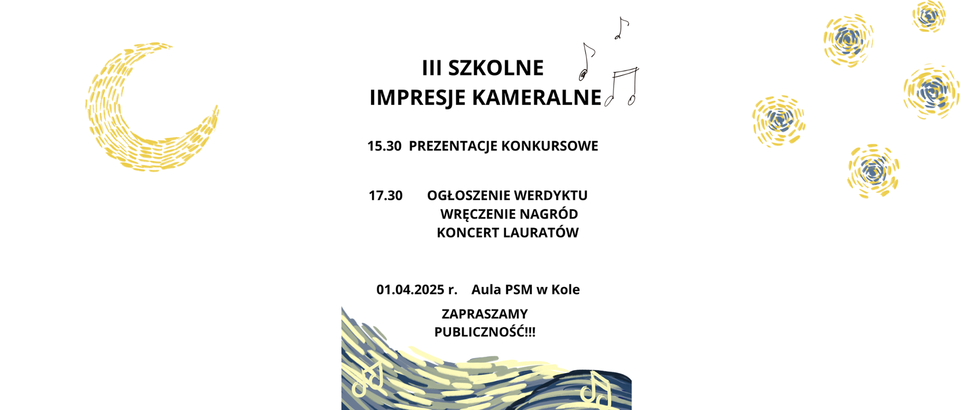 zapraszamy na III szkolne impresje kameralne, 01.04.2025 aula PSM w Kole