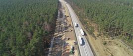 Prace ziemne na południowej nitce A18. Widok z lotu ptaka.